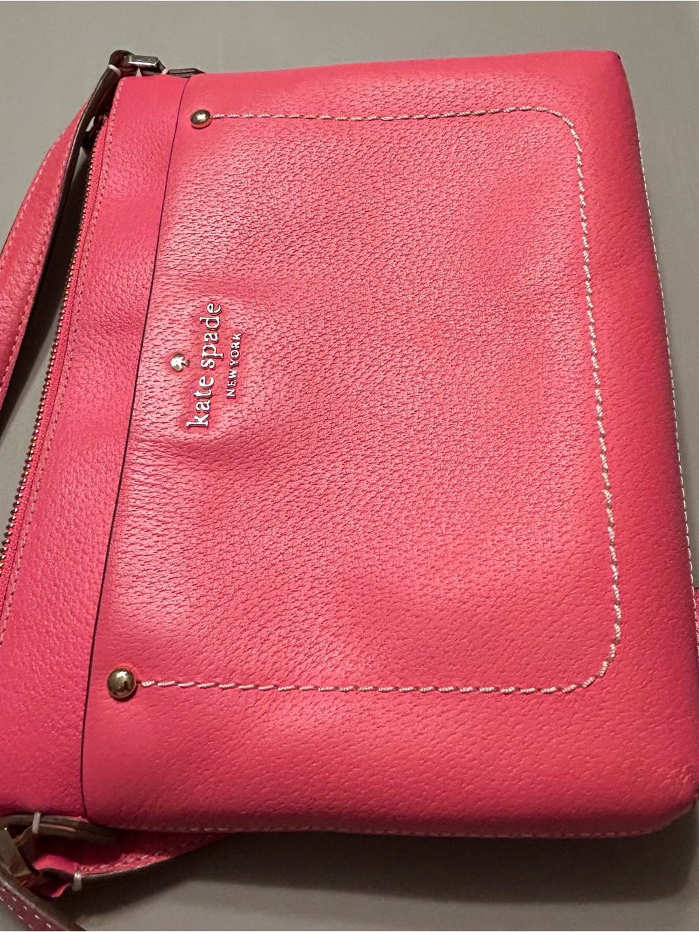 kate spade Hot Pink Pebbled Leather Wristlet Crossbody